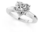 Heart Cut Diamond Solitaire Ring Set in Silver with Prong Setting and Classic Band
