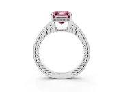 Asscher Cut Engraved Engagement Ring Setting for a Fancy Pink Lab-Grown Diamond | Platinum