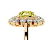 Princess Cut Floral Double Halo Engagement Ring Setting for a Fancy Yellow Lab-Grown Diamond | Plain Band | Yellow Gold