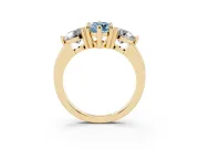 Fancy Blue Marquise Cut Diamond Three-Stone Ring Set in Yellow gold with Prong Setting and Classic Band