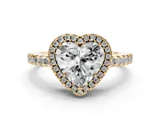 Heart-Shaped Halo Engagement Ring Setting | Half Pave Band | Yellow Gold
