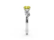 Cushion Cut Leaf Solitaire Engagement Ring Setting for a Fancy Yellow Lab-Grown Diamond | Sterling Silver