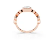 Oval Cut Diamond Milgrain Marquise Twist Band Ring Set in Rose gold with Prong Setting