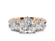 Heart-Shaped Three Stone Engagement Ring Setting | Plain Band | Rose Gold