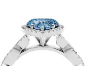 Fancy Blue Heart Cut Diamond Halo Twisted Band Ring Set in Platinum with Prong Setting