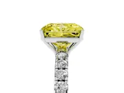 Radiant Cut Pave Engagement Ring Setting for a Fancy Yellow Lab-Grown Diamond | Shared Prong Band | Sterling Silver
