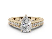 Pear-Shaped Vintage Engraved Pavé Engagement Ring Setting | Milgrain Edges | Yellow Gold