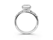 Asscher Cut Solitaire Engagement Ring Setting | Graduated Scattered Accents | Sterling Silver
