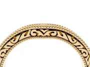 Round Diamond Curved Milgrain Band Set in Yellow gold with Pavé Row