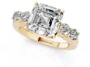 Asscher Cut Close Set Five Stone Engagement Ring Setting | Yellow Gold