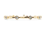 Round Lab-Grown Diamond Bezel Station Link Bracelet | Polished Bar Links | Yellow Gold