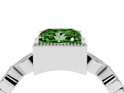 Fancy Green Princess Cut Diamond Vintage-Inspired Milgrain Ring Set in Platinum with Marquise Stations of Round Accents
