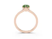 Fancy Green Emerald Cut Diamond Solitaire Ring Set in Rose gold with Polished Tapered Band and Prong Setting