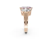 Marquise Three Stone Engagement Ring Setting for a Fancy Pink Lab-Grown Diamond | Beaded Shoulders | Rose Gold