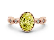 Oval Milgrain Bezel Engagement Ring Setting for a Fancy Yellow Lab-Grown Diamond | Rose Gold