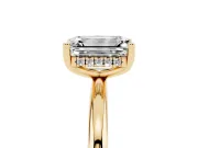 Emerald Cut Micro-Prong Hidden Halo Engagement Ring Setting | Plain Band | Yellow Gold