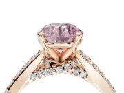 Round Pavé Solitaire Engagement Ring Setting for a Fancy Pink Lab-Grown Diamond | Crossover Gallery | Rose Gold