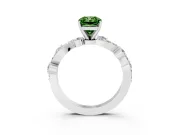 Radiant Cut Twisted Pavé Engagement Ring Setting for a Fancy Green Lab-Grown Diamond | Bar Stations | Sterling Silver