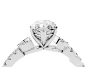 Marquise Leaf Pavé Engagement Ring Setting | Leaf Motif Shoulders | White Gold