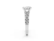 Oval Cut Diamond Solitaire Ring Set in Platinum with Pavé-Set Band and Prong Setting