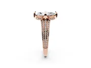 Marquise Hidden Halo Engagement Ring Setting | Triple Row Pavé Band | Rose Gold