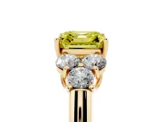 Asscher Cut Side Stone Engagement Ring Setting for a Fancy Yellow Lab-Grown Diamond | Yellow Gold
