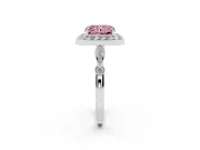 Radiant Cut Vintage Halo Engagement Ring Setting for a Fancy Pink Lab-Grown Diamond | Bezel Station Shoulders | Platinum