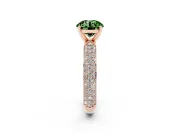 Fancy Green Round Cut Diamond Solitaire Ring Set in Rose gold with Prong Setting and Pavé-Set Band