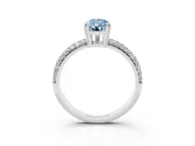 Pear-Shaped Three Row Pave Engagement Ring Setting for a Fancy Blue Lab-Grown Diamond | White Gold
