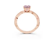 Oval Twisted Engagement Ring Setting for a Fancy Pink Lab-Grown Diamond | Beaded Twist | Rose Gold
