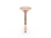 Asscher Cut Vintage Milgrain Halo Engagement Ring Setting | Bezel Head | Rose Gold