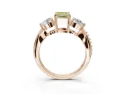 Emerald Cut Three Stone Engagement Ring Setting for a Fancy Yellow Lab-Grown Diamond | Tapered Pave Band | Rose Gold