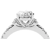 Oval Side Stone Pave Engagement Ring Setting | Paired Round Accents | Platinum