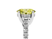 Oval Hidden Halo Pave Engagement Ring Setting for a Fancy Yellow Lab-Grown Diamond | Claw Prongs | Platinum