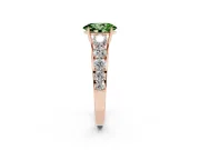 Oval Graduated Side Stone Engagement Ring Setting for a Fancy Green Lab-Grown Diamond | Flat Top Band | Rose Gold