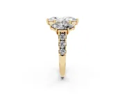 Marquise Three Stone Engagement Ring Setting | Accented Shoulders | Yellow Gold