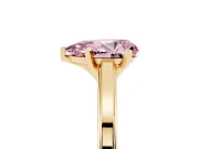 Pear-Shaped Solitaire Engagement Ring Setting for a Fancy Pink Lab-Grown Diamond | Stepped Flat Band | Yellow Gold