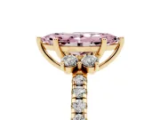 Marquise Side Stone Pave Engagement Ring Setting for a Fancy Pink Lab-Grown Diamond | Paired Round Accents | Yellow Gold