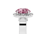 Round Pavé Halo Engagement Ring Setting for a Fancy Pink Lab-Grown Diamond | White Gold