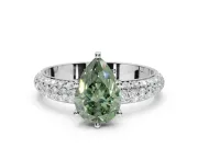 Pear-Shaped Domed Pavé Engagement Ring Setting for a Fancy Green Lab-Grown Diamond | Platinum