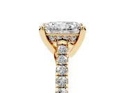 Radiant Cut Hidden Halo Pave Engagement Ring Setting | Claw Prongs | Yellow Gold