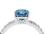 Radiant Cut Pave Engagement Ring Setting for a Fancy Blue Lab-Grown Diamond | Shared Prong Band | Sterling Silver