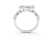 Marquise Scattered Accent Engagement Ring Setting | Slim Band | Sterling Silver