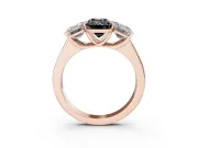 Emerald Cut Three Stone Engagement Ring Setting for a Black Center | Basket Prong Heads | Rose Gold