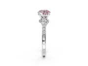 Round Pavé Solitaire Engagement Ring Setting for a Fancy Pink Lab-Grown Diamond | Crossover Gallery | Sterling Silver