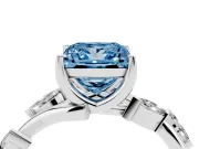 Princess Cut Twisted Vine Engagement Ring Setting for a Fancy Blue Lab-Grown Diamond | Marquise Leaves | Sterling Silver