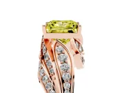 Fancy Yellow Princess Cut Diamond Solitaire Ring Set in Rose gold with Layered Twist Pavé Band