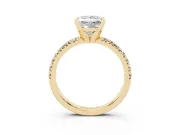 Princess Cut Pavé Solitaire Engagement Ring Setting | Scalloped Accent Row | Yellow Gold
