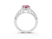 Round Floral Pavé Engagement Ring Setting for a Fancy Pink Lab-Grown Diamond | Platinum