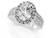Oval Pavé Engagement Ring Setting | Wide Three-Row Band | Platinum